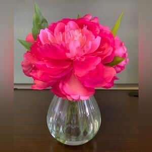 Vibrant Pink Peony Arrangement in Glass Vase